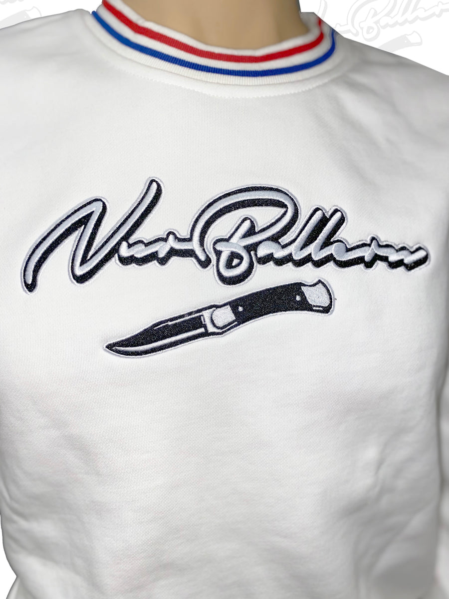 – Ballern Nur & white Embroidered Kiezwear Crewneck big Geballer Stress