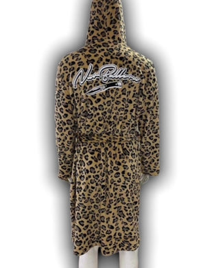 Bademantel Leopard mit Kapuze und Taschen