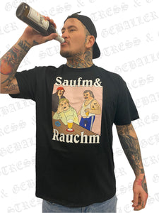 Saufm & Rauchm Shirt schwarz