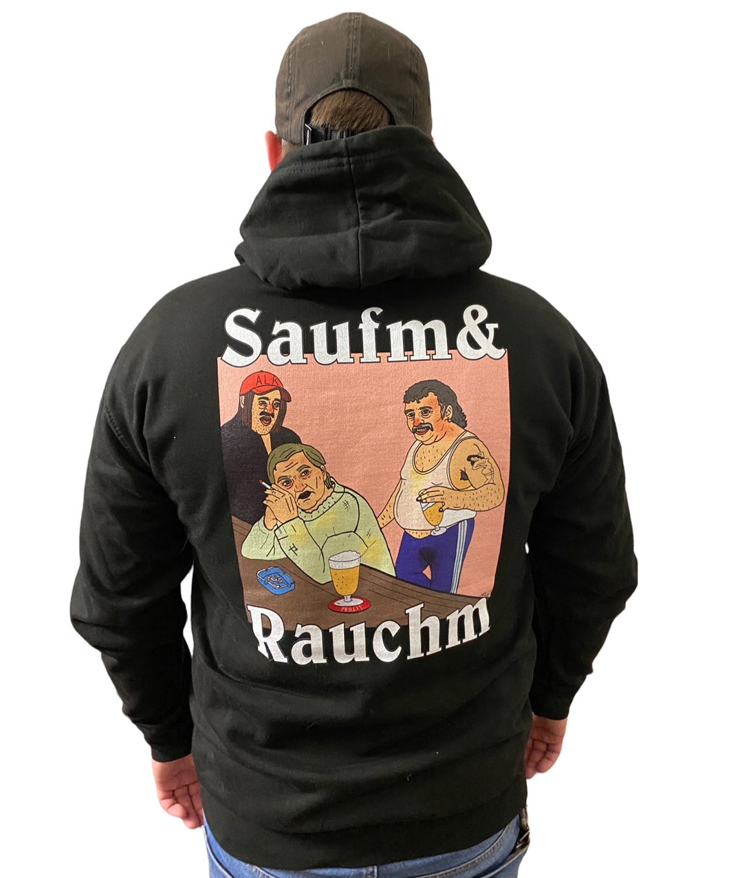 Saufm & Rauchm Hoodie Backprint schwarz